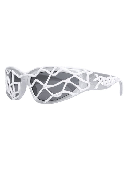 Futuristische Sonnenbrille mit gewelltem Rahmen