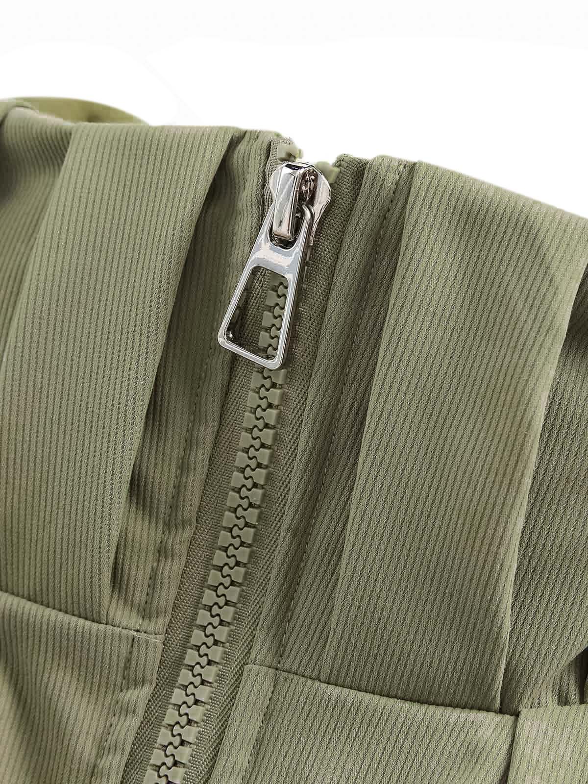 Veste vintage surdimensionnée à col montant plissé
