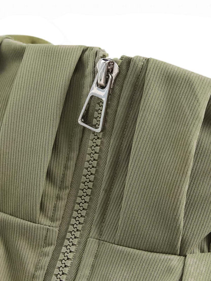 Veste vintage surdimensionnée à col montant plissé