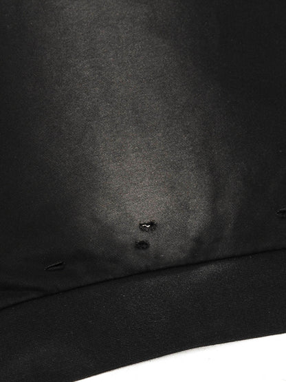 Sweat à capuche zippé déchiré et délavé