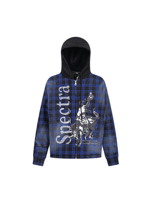 Veste matelassée à capuche à carreaux foncés Thesupermade