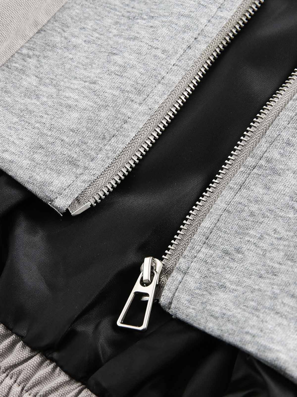 Deconstructed Split Faux Two-Piece Hooded Jacket