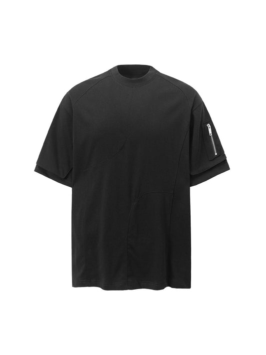 Retro Washed Deconstruction Functional Pocket T-shirt