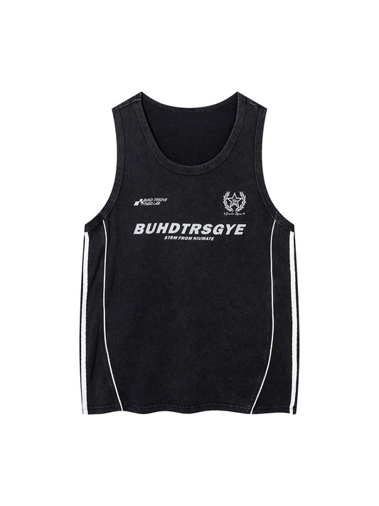 Retro Stitching Striped Basketball Vest