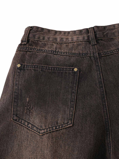Kurze Jeanshose aus verwaschenem Denim im Used-Look