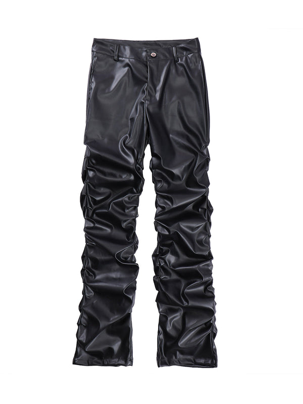 Thesupermade Punk Style Pleated Leather Pants - 2195