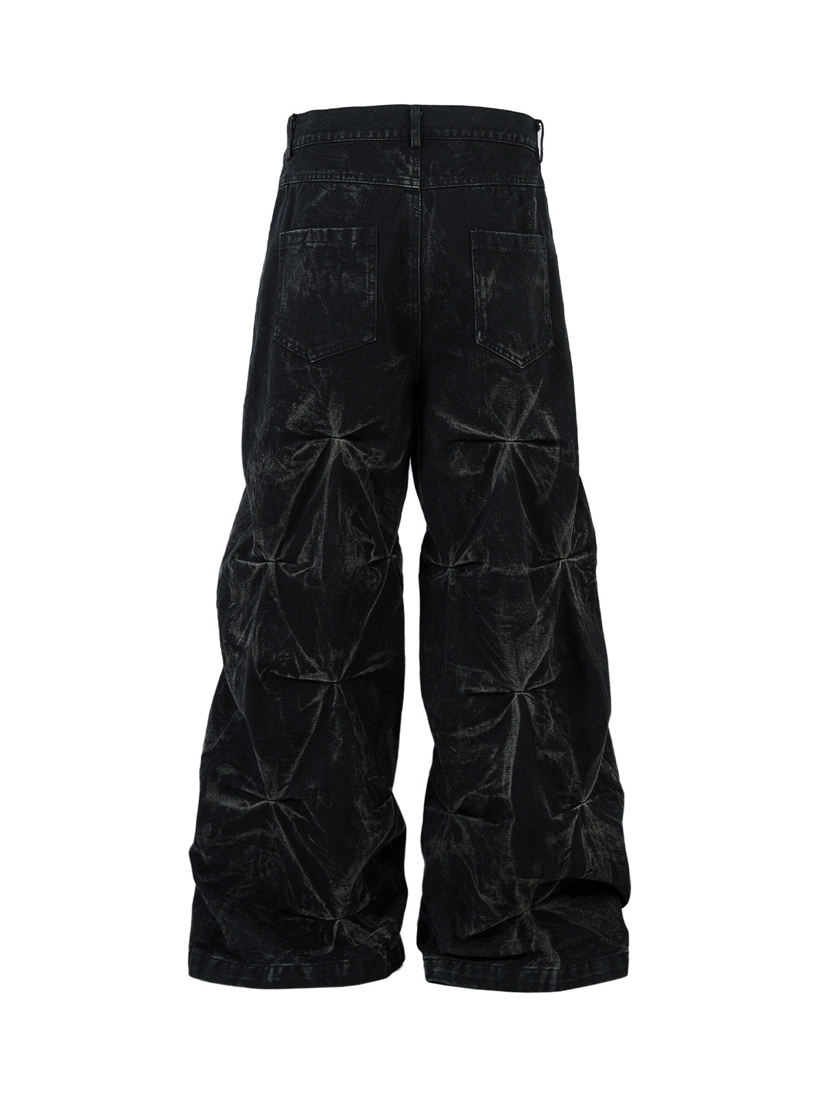 Heavy Washed Distressed Pleated Baggy Jeans - 2282