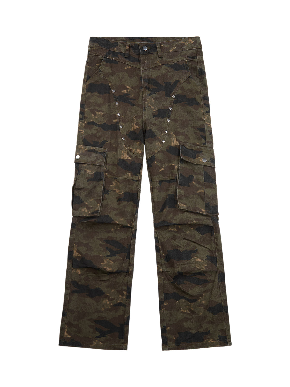 Thesupermade Camouflage Pleated Rivet Pants