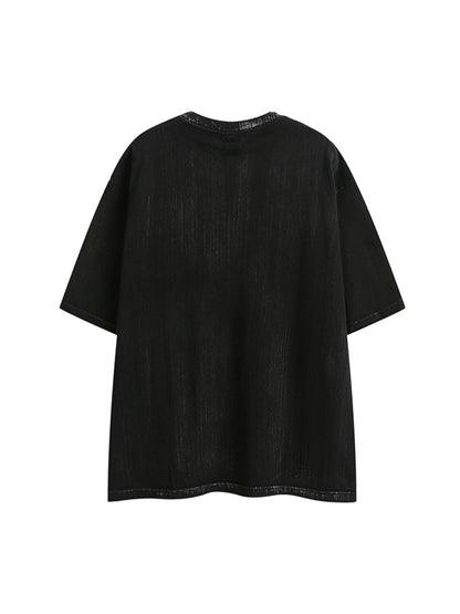 Distressed Embroidered Letter T-Shirt