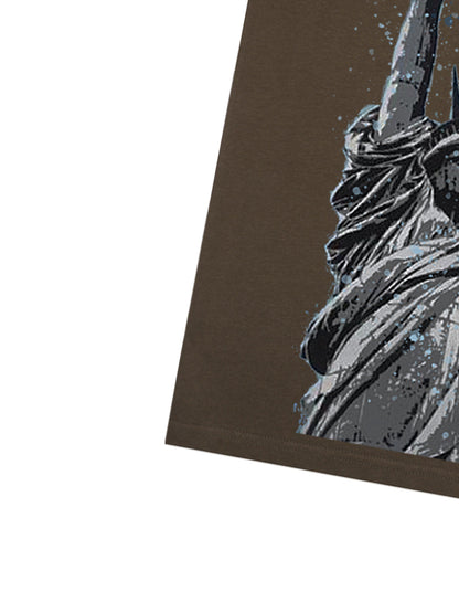 Orginal Funny Graffiti Statue Of Liberty Print T-shirt