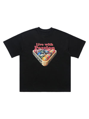 Retro Billiards Letter Print T-Shirt