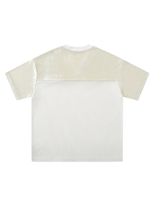 Street Stitching Mesh Character Print T-shirt
