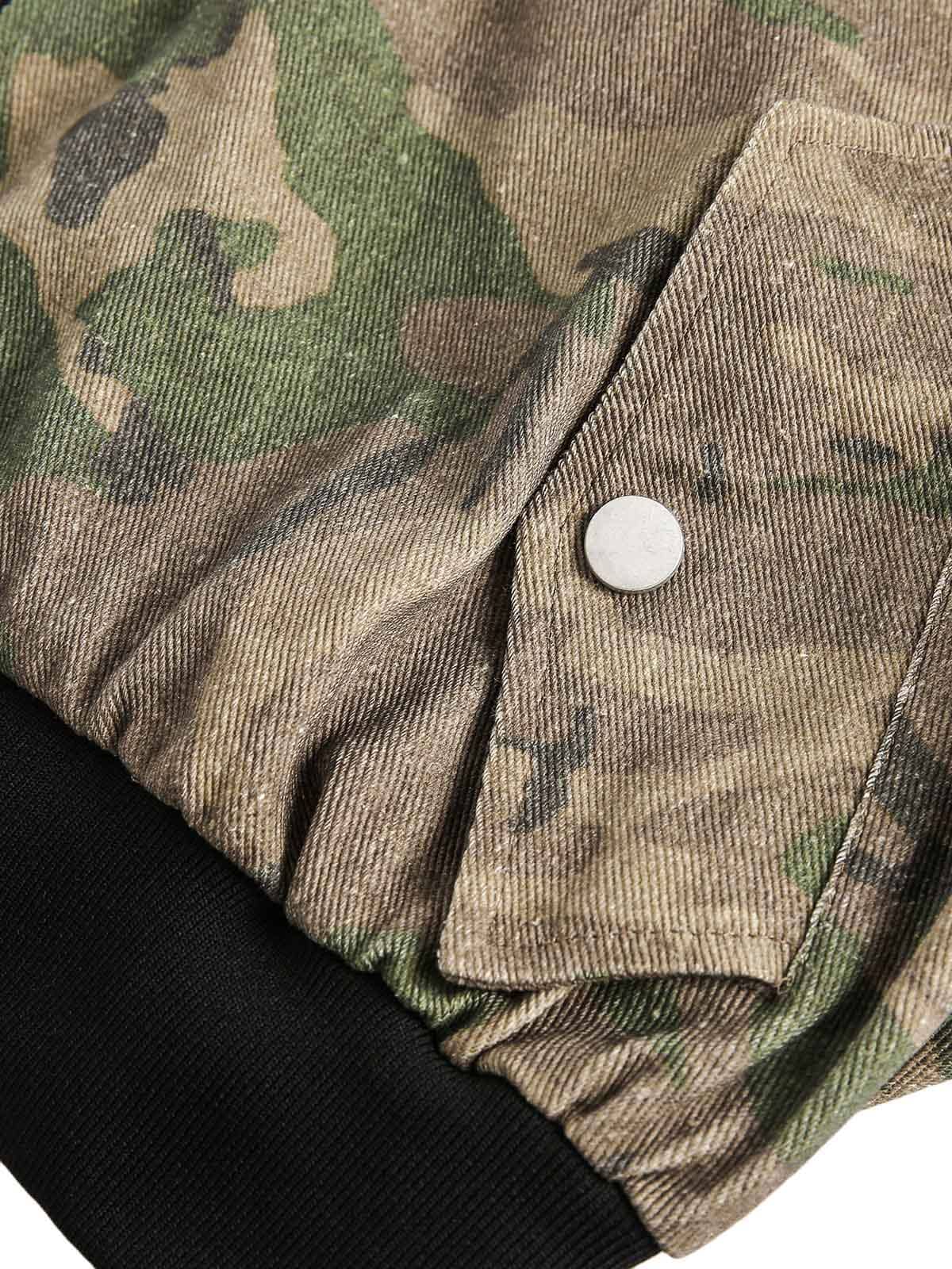 Camouflage Faux Two-Piece Hooded Jacket