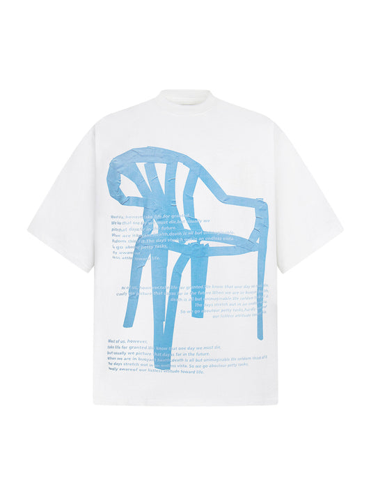 T-shirt rétro avec inscription « Chaise Graffiti »
