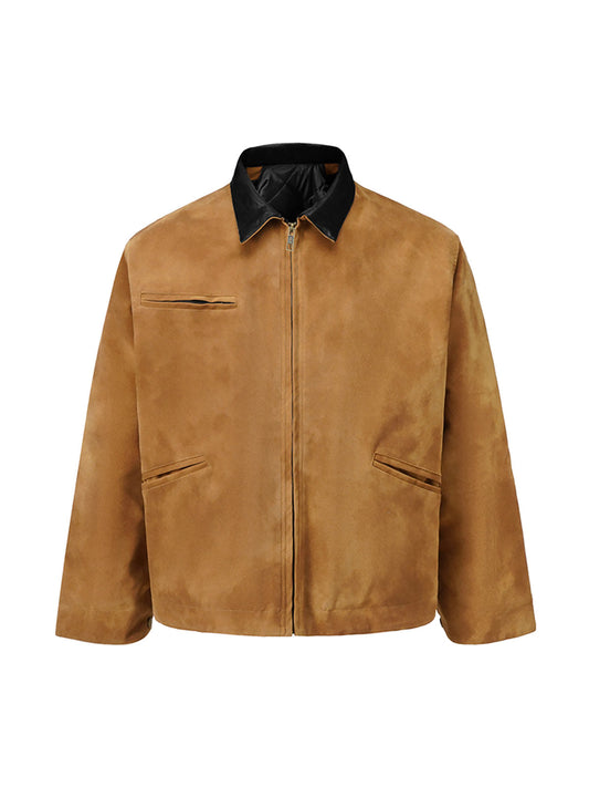 Vintage Schwere Wildleder Gesteppte Arbeitsjacke
