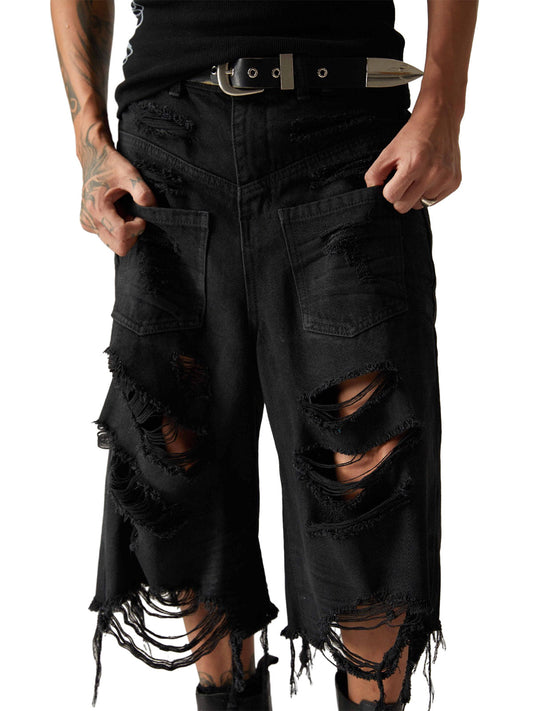 Washed RO Style Ripped Denim Jorts
