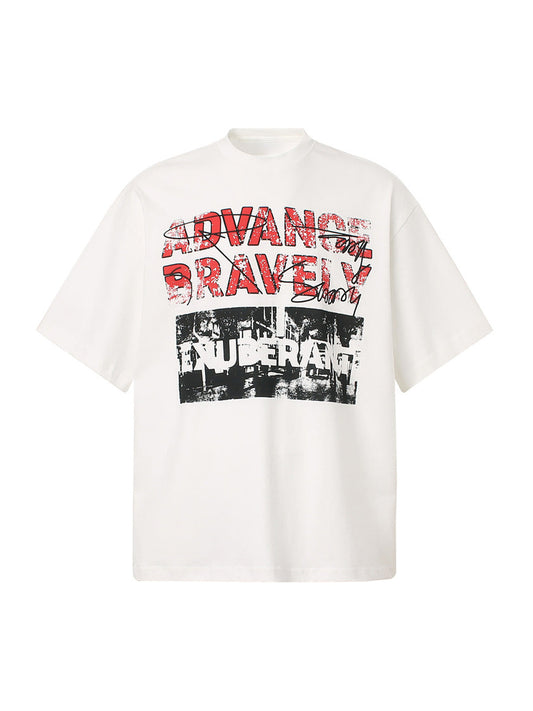 T-shirt graphique audacieux « Avancer courageusement »