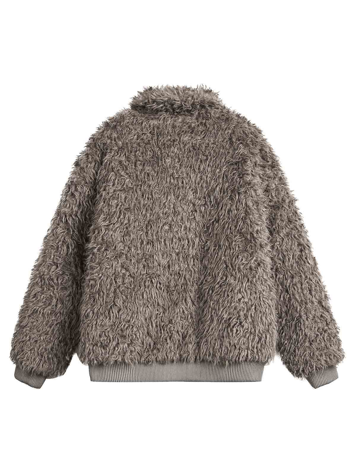 Thesupermade Kunstpelzjacke mit Metall-Lederknopf -2245