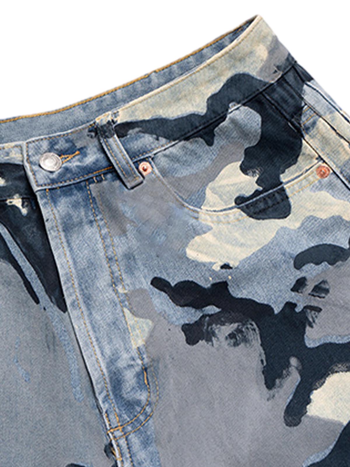 Street Retro Camouflage Baggy Jeans