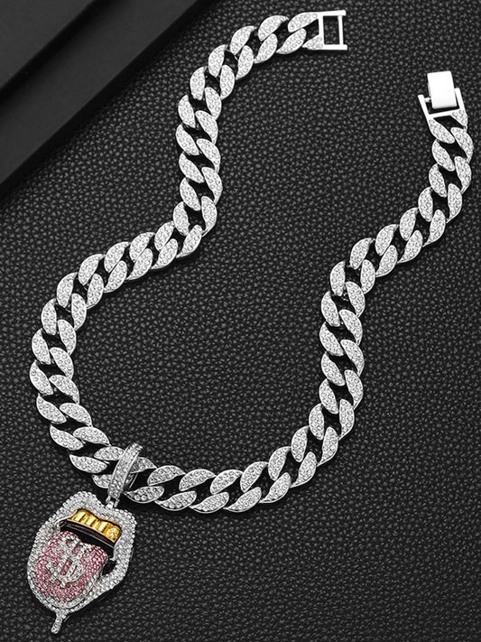 Collier cubain Hip Hop en forme de langue de diamant super fabriqué