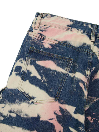 Jean cargo camouflage style déchet tie-dye supermade