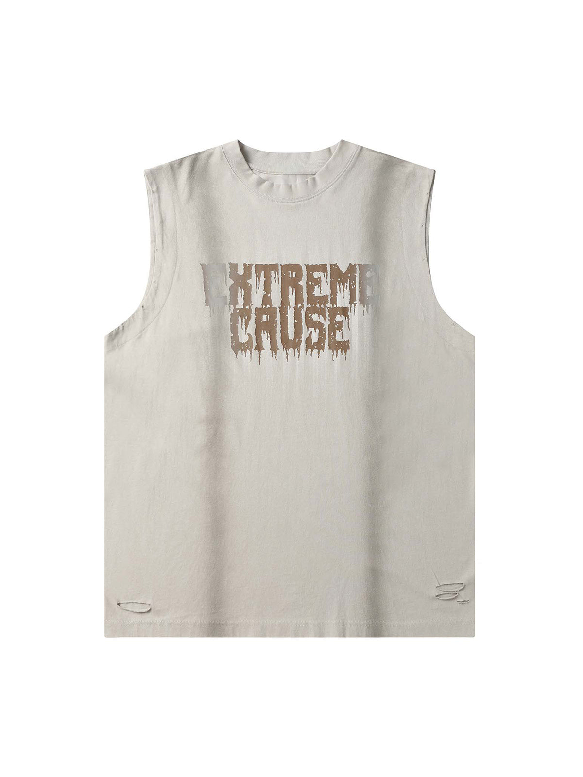 Spray-Painted Lettering Ripped Print Vest