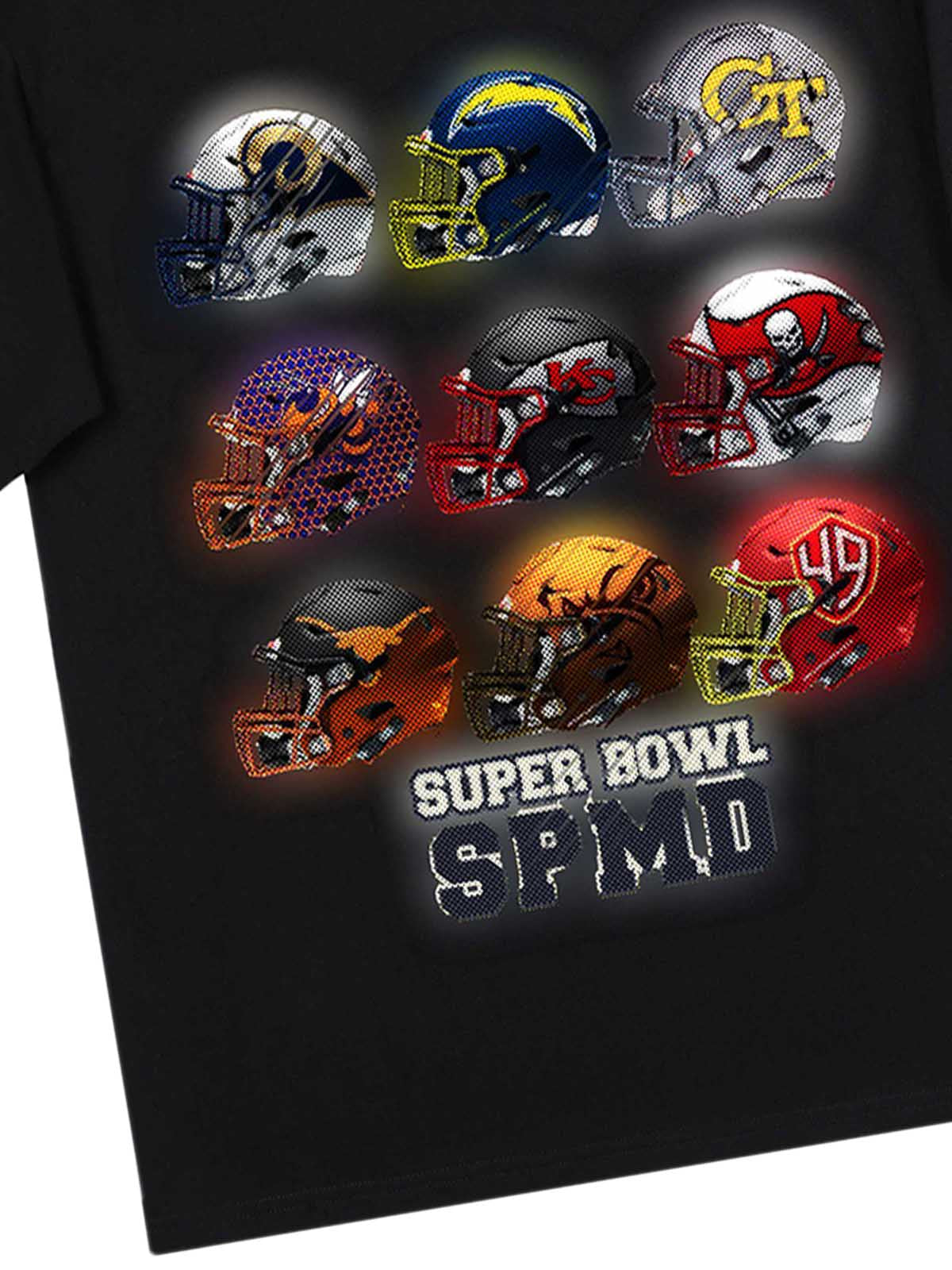 Super Bowl Football Helmet Print T-shirt - 2310