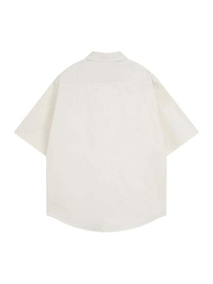 Retro Letter Print Short Sleeve Shirt