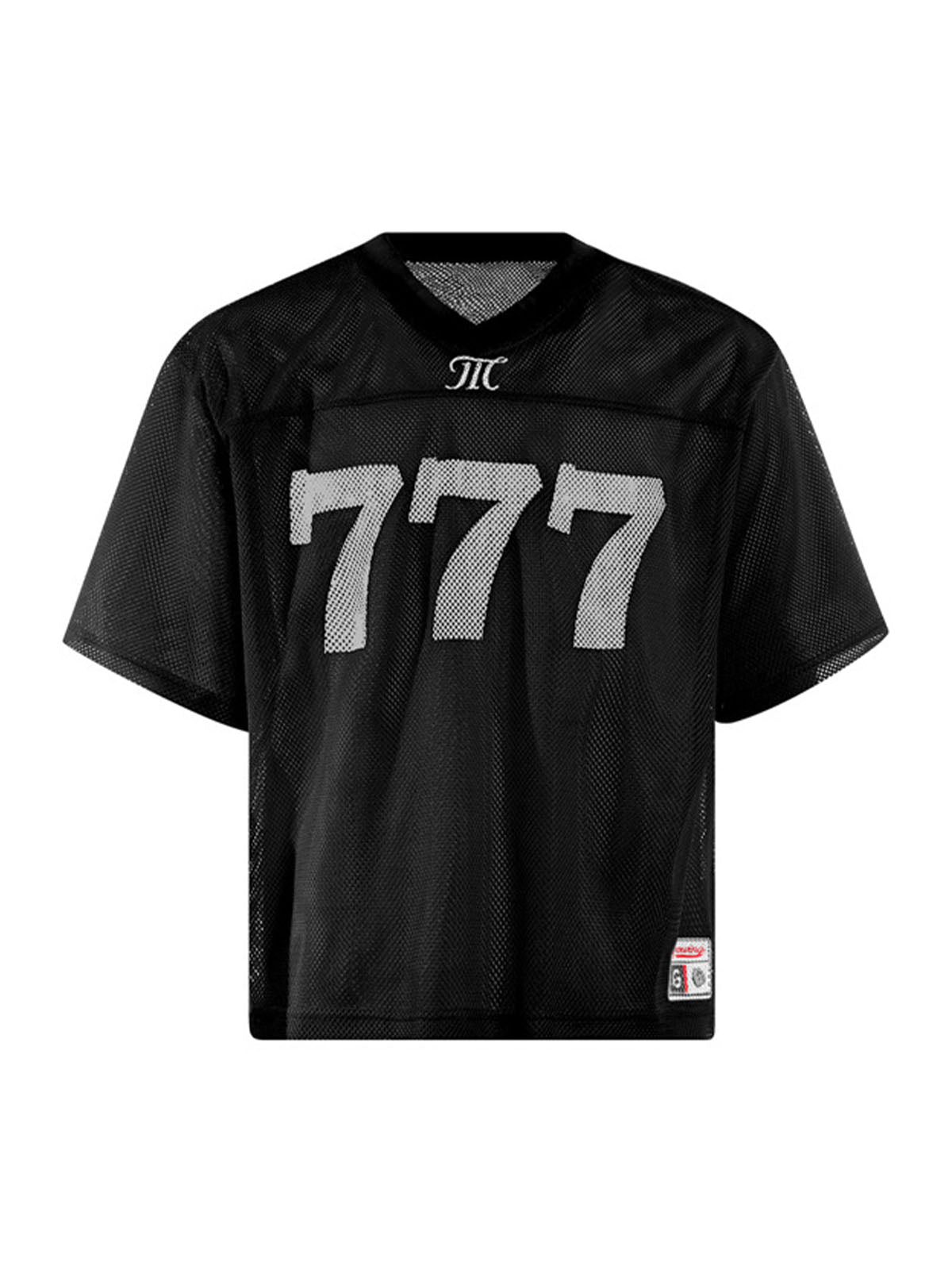 Schnelltrocknendes Jersey-T-Shirt mit Buchstaben-Print und V-Ausschnitt