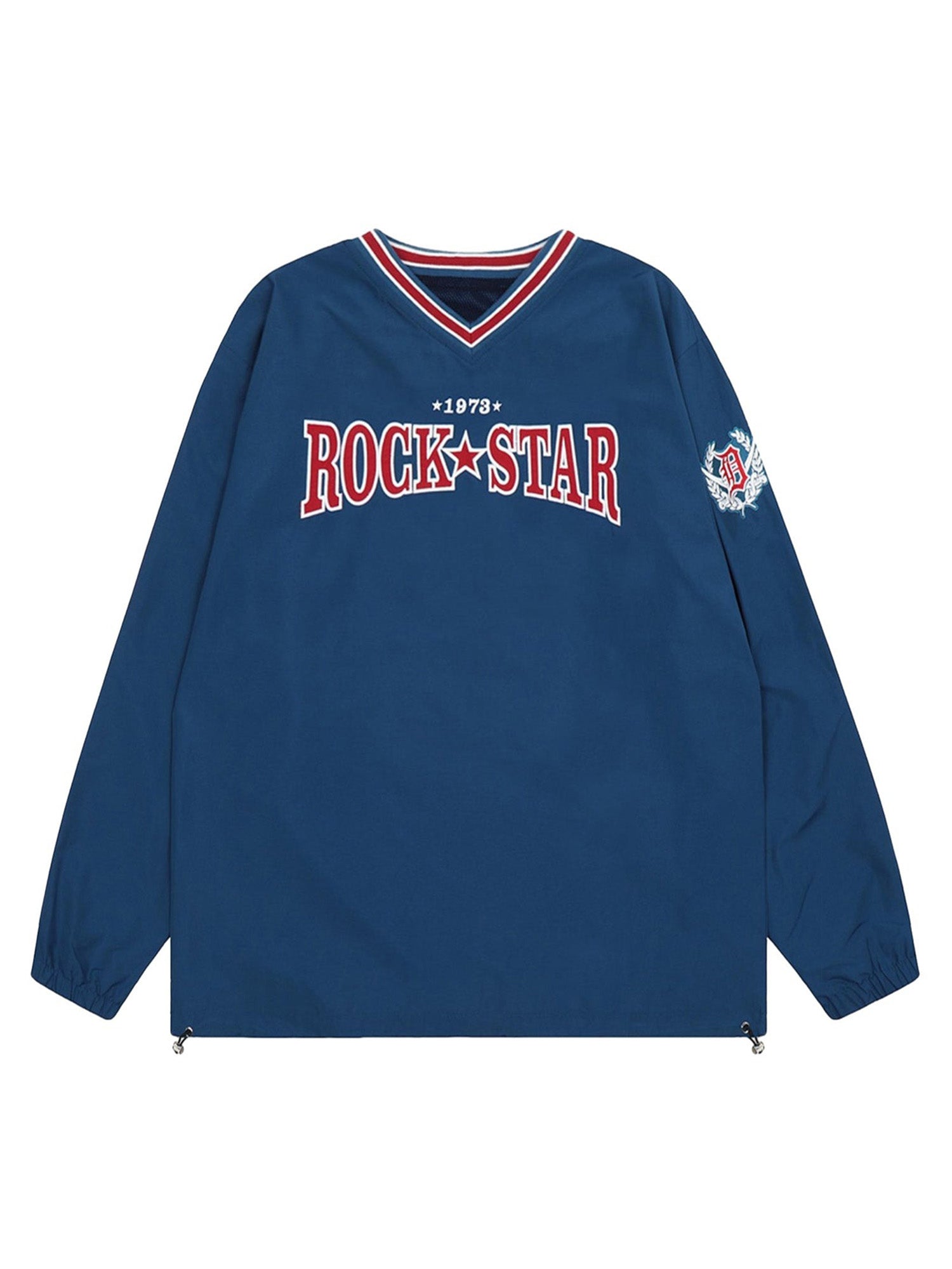 Thesupermade Retro-Sweatshirt mit V-Ausschnitt und Monogramm, bestickt – 2146 
