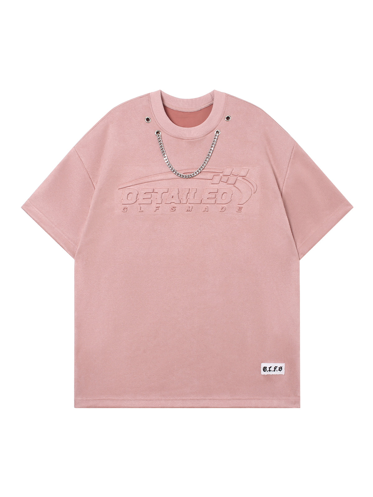 Suede Embossed Logo Chain T-Shirt