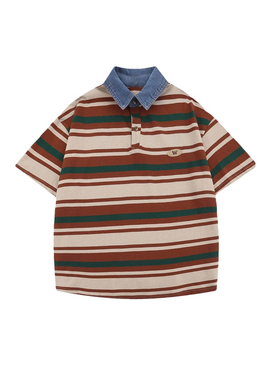 Thesupermade Vintage-Poloshirt mit Streifen – 2165 