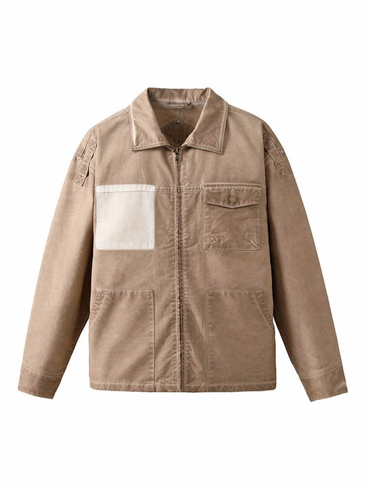 Retro Lapel  Zip Up Work Jacket
