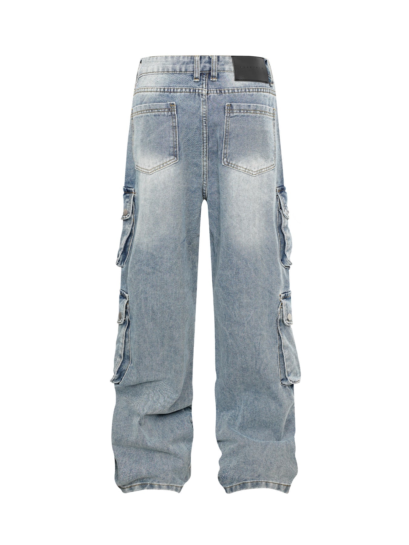 Verwaschene Cargojeans mit mehreren Taschen im Used-Look