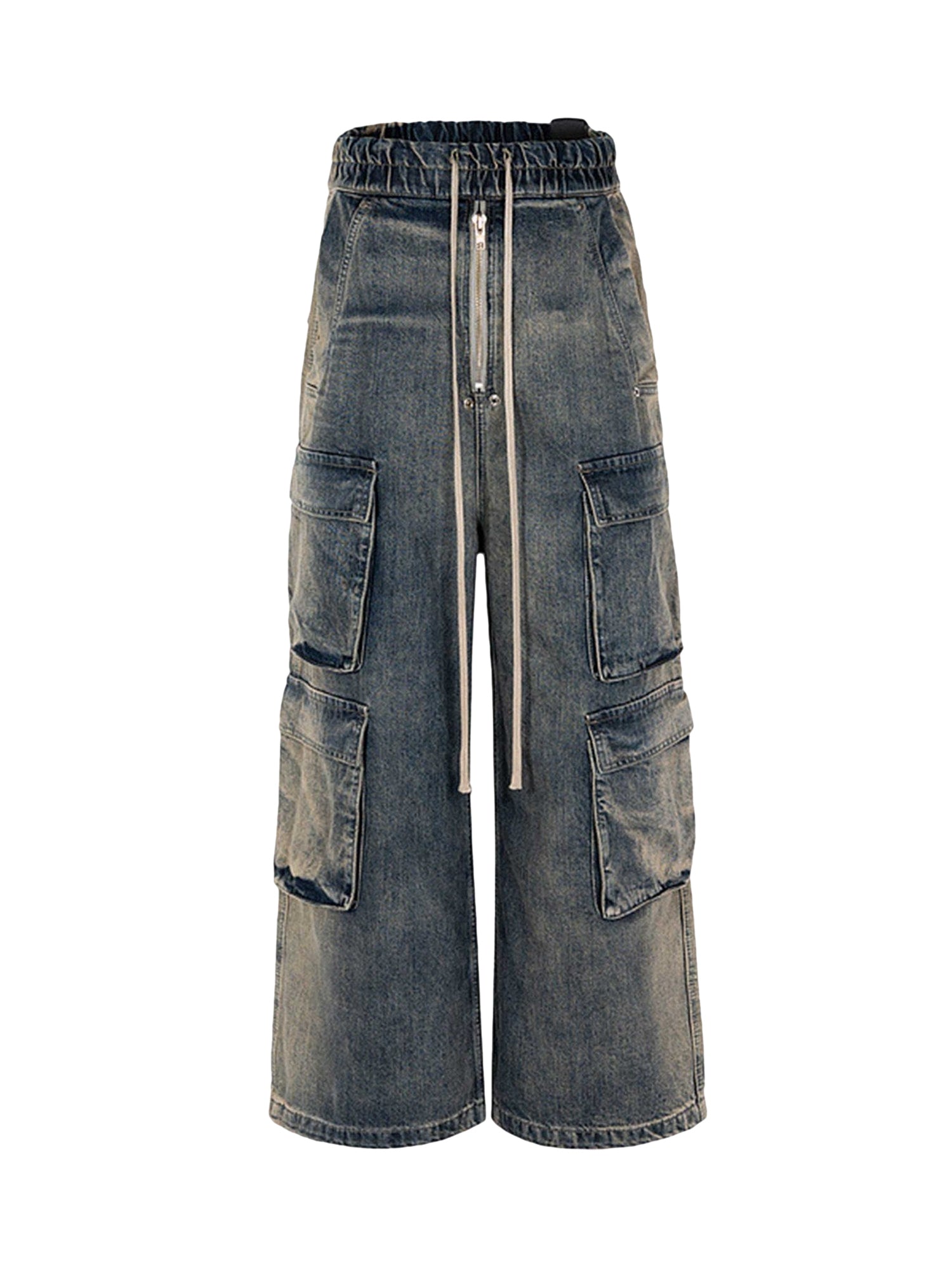 Jean ample à jambes larges et multi-poches, coupe droite, super-fait - 1666