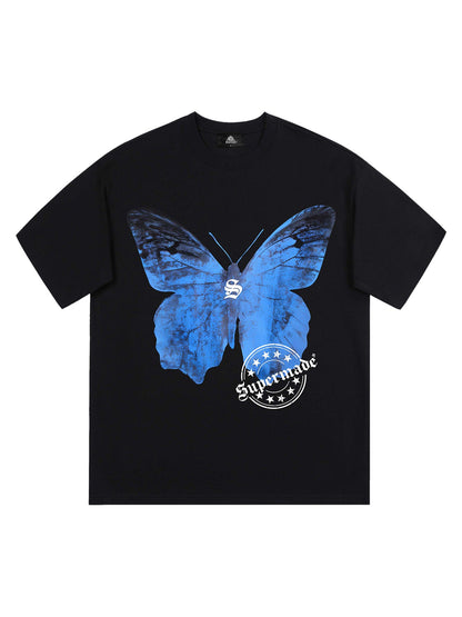 T-shirt supermade Street Hip-Hop avec motif papillon - 2130