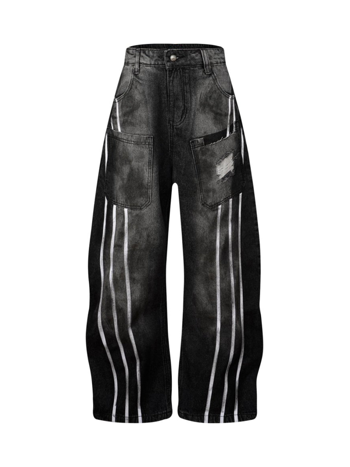 Street Stripe Dirty Dye Barrel Jeans