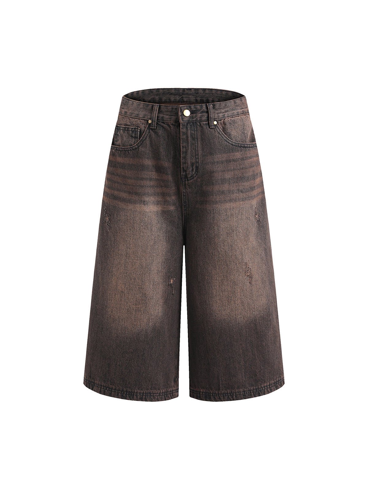 Kurze Jeanshose aus verwaschenem Denim im Used-Look