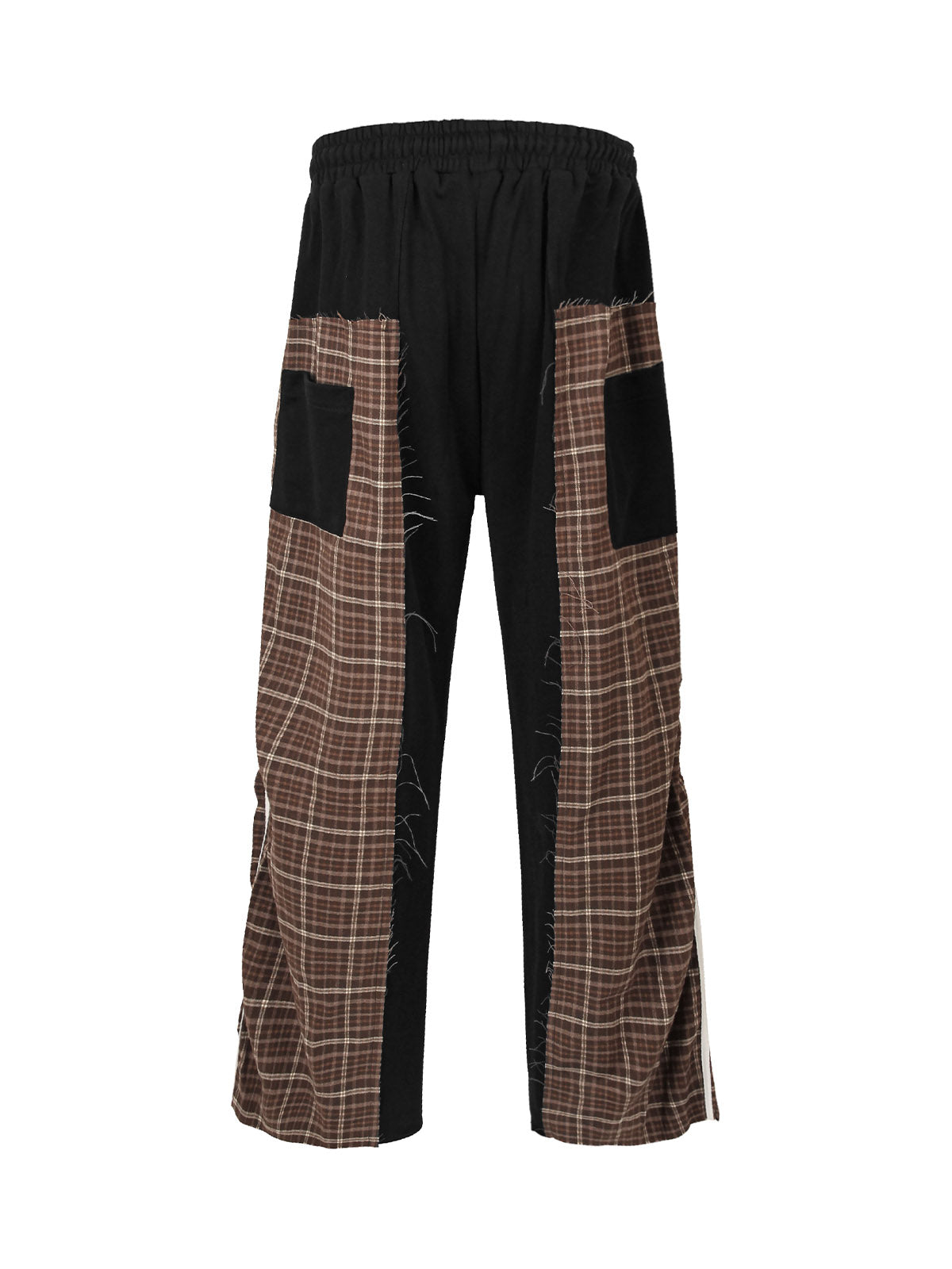 Plaid Patchwork Drawstring Sweatpants