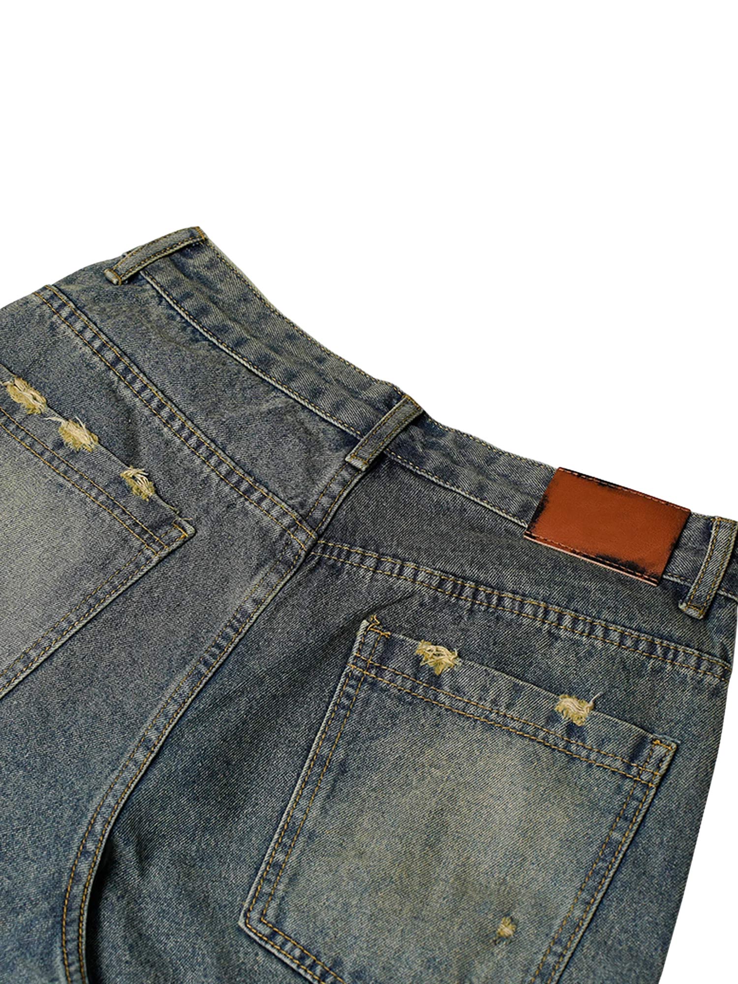 Thesupermade – High Street – verwaschene Distressed-Jeansshorts – 2100 