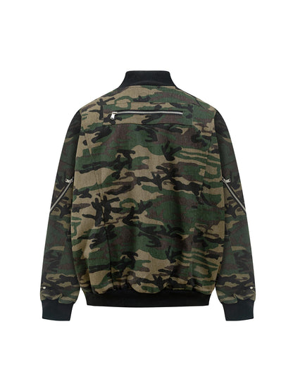 Veste bomber camouflage cargo supermade à fermetures éclair multiples