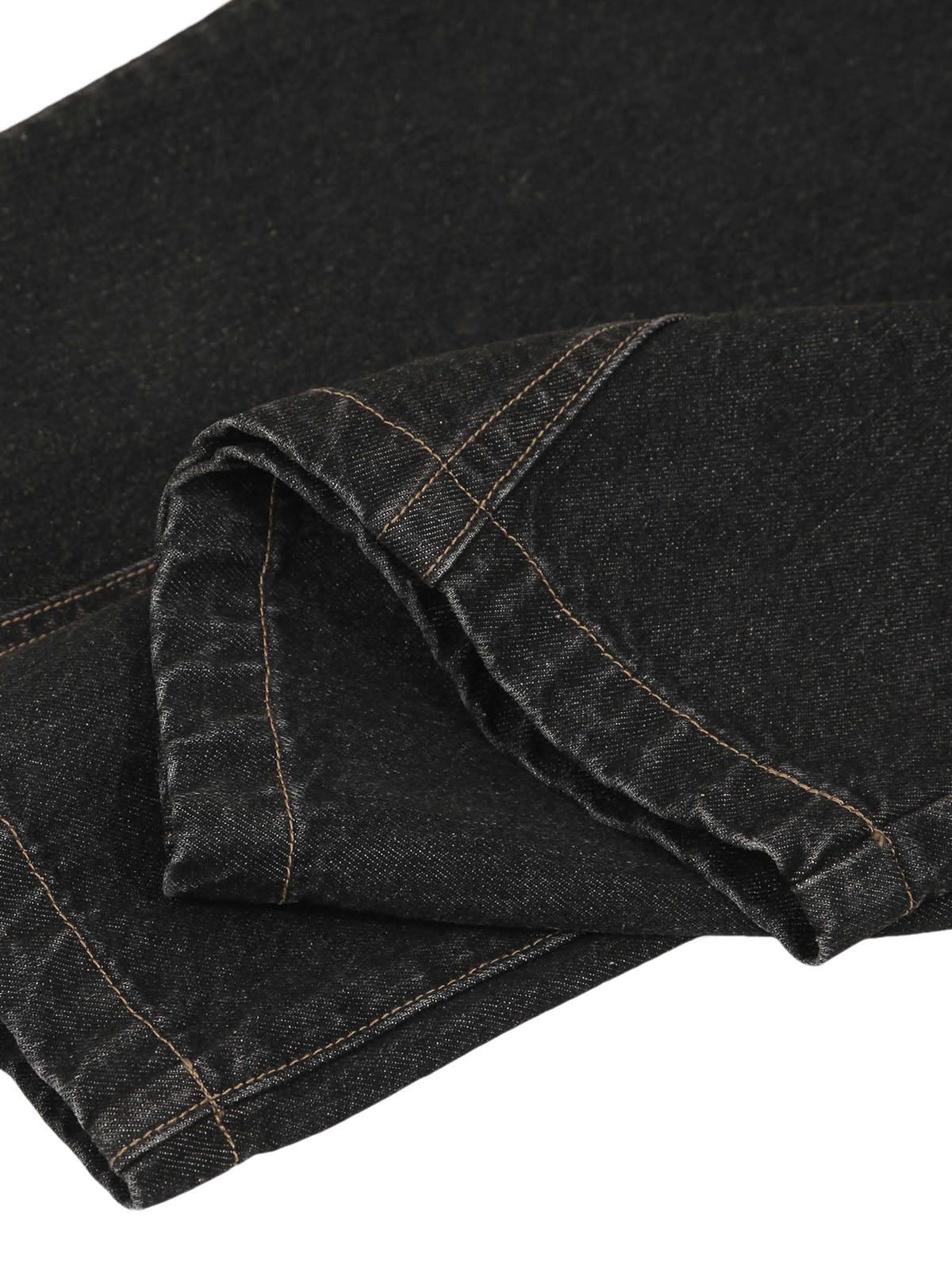 Baggy-Jeans mit Patchwork-Karomuster und Falten - 2334
