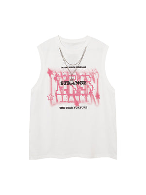 Street Retro Star Chain Print Vest