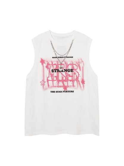 Street Retro Star Chain Print Vest