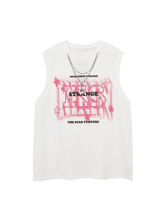 Street Retro Star Chain Print Vest