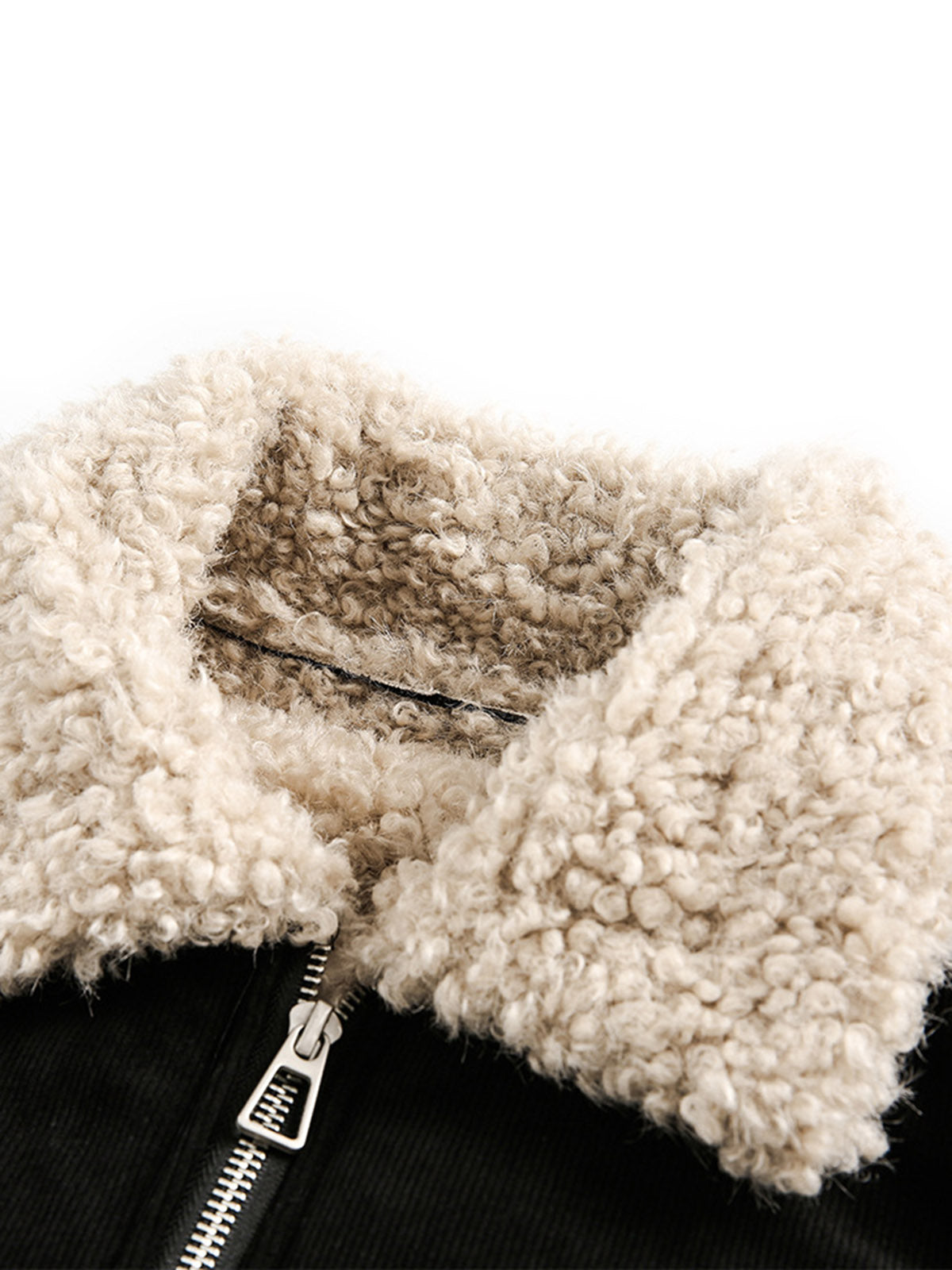 Fur Collar Zip Up Sherpa-Lined Jacket