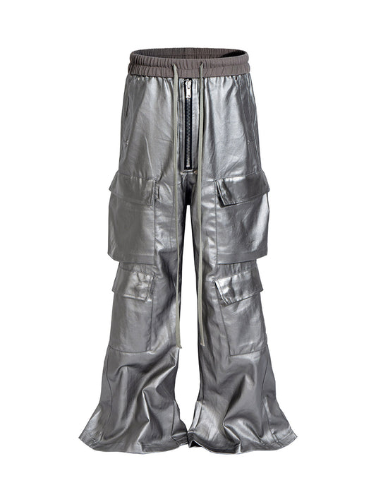 Pantalon ample en cuir enduit mat style RO - 2339