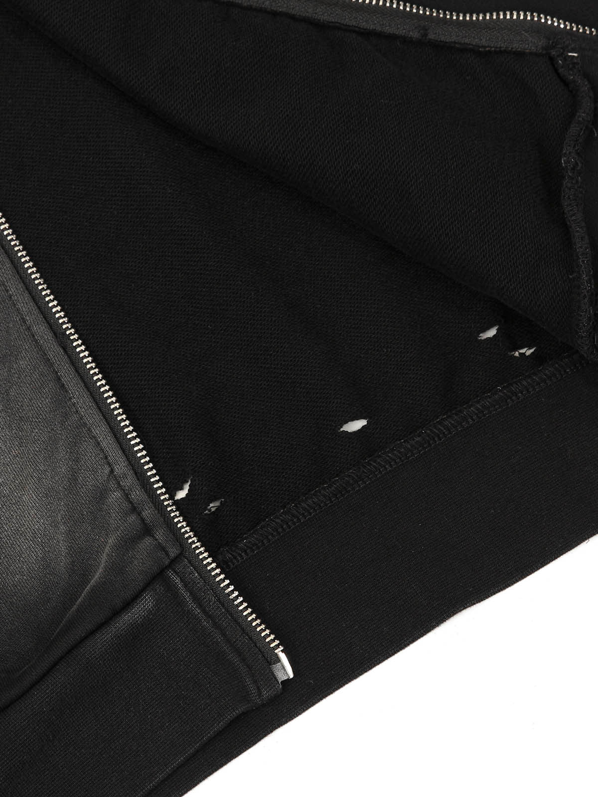 Sweat à capuche zippé déchiré et délavé