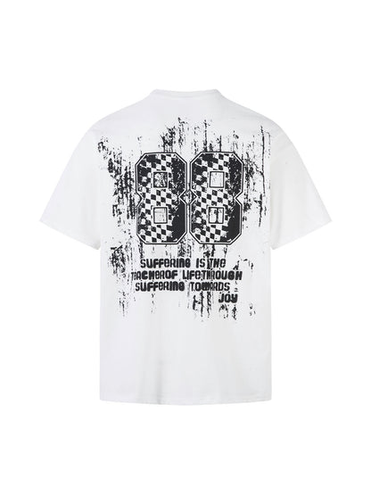 Kurzarm-T-Shirt mit Retro-Graffiti-Schriftzug – 2341