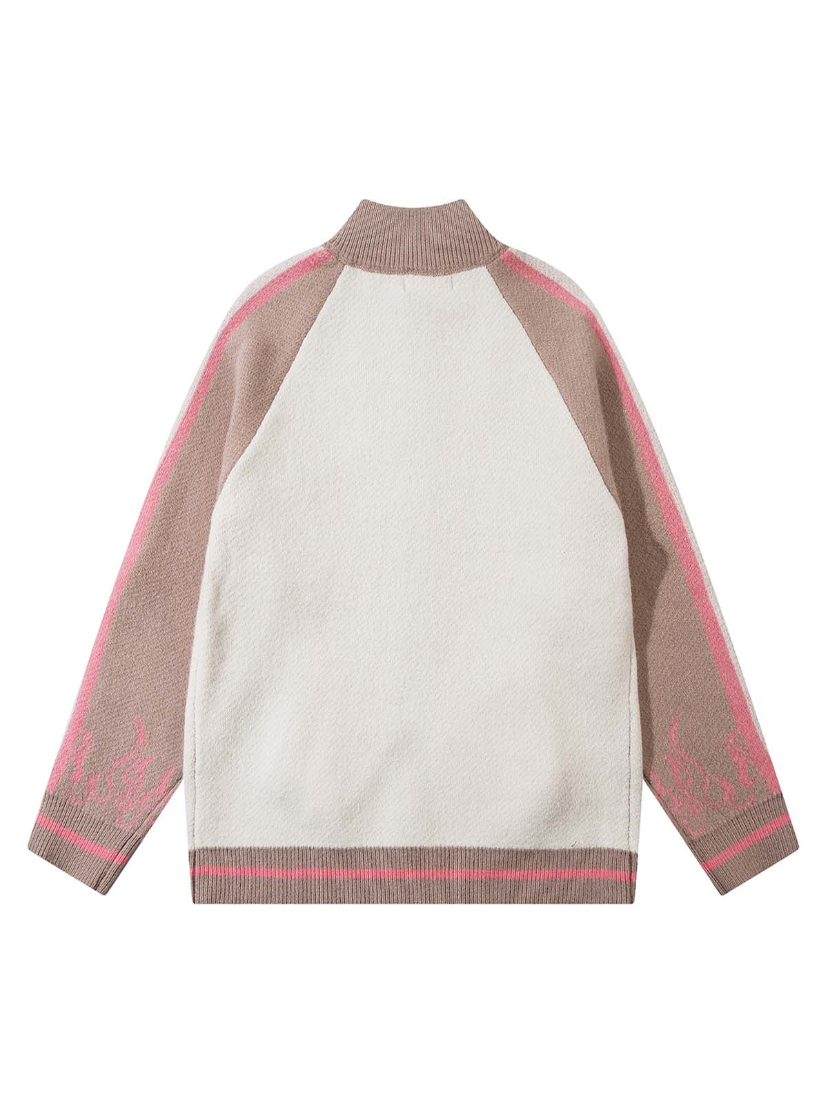 Pull zippé à col montant en jacquard de couleur contrastée Thesupermade